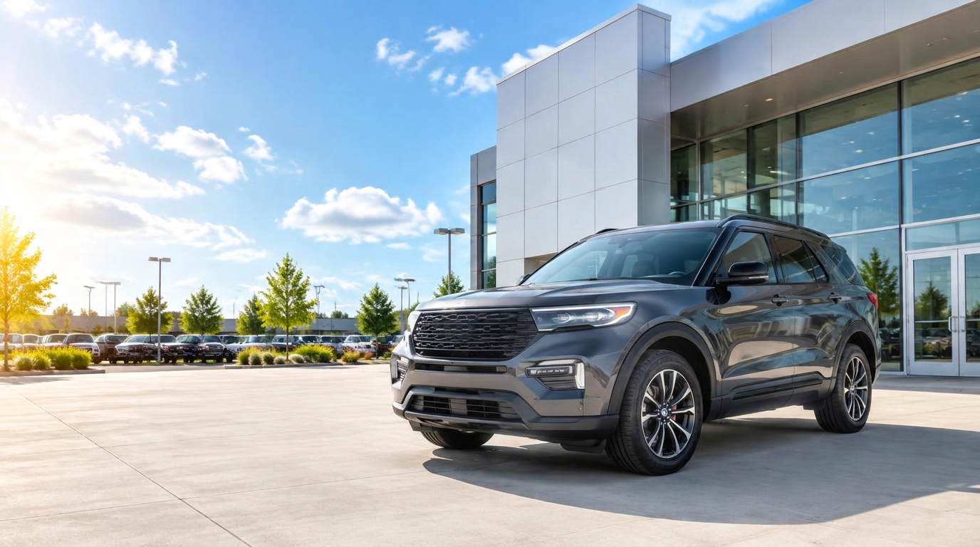 New SUV in a dealership showroom